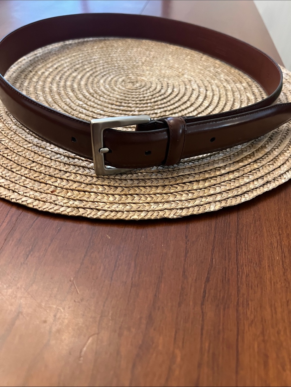 Coach Brown Leather Belt with Silver Buckle